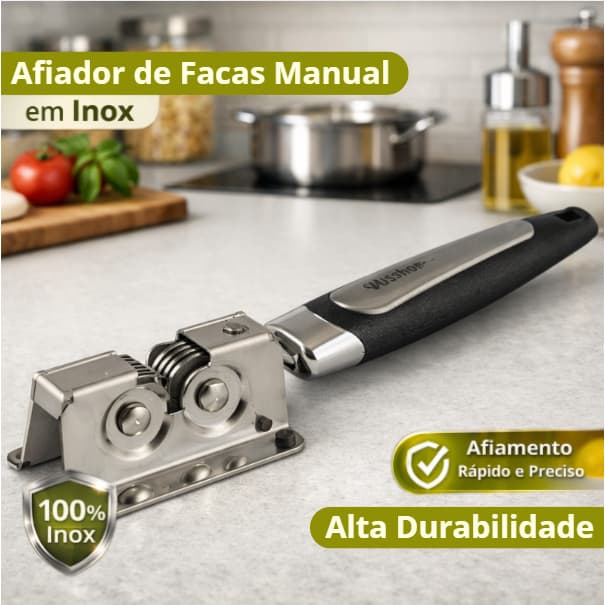 Afiador de Faca e Tesoura Amolador Profissional Afiação Rápida em Aço Inoxidável