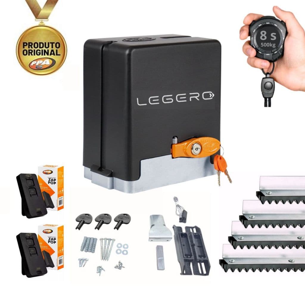 Kit Motor de Portão Automático Deslizante PPA DZ Stark Legero 3 metros Cremalheira 220v