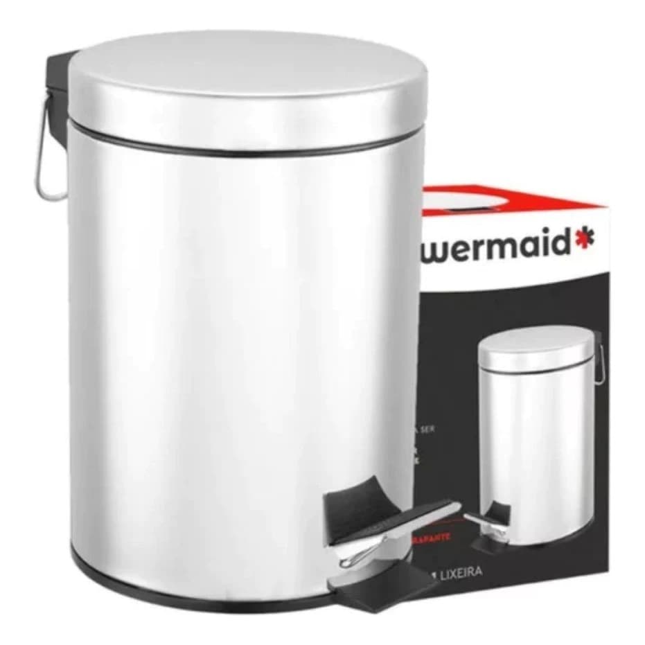 Lixeira Inox 3 Litros Pedal Prática Balde Interno Removível Cozinha Escritório