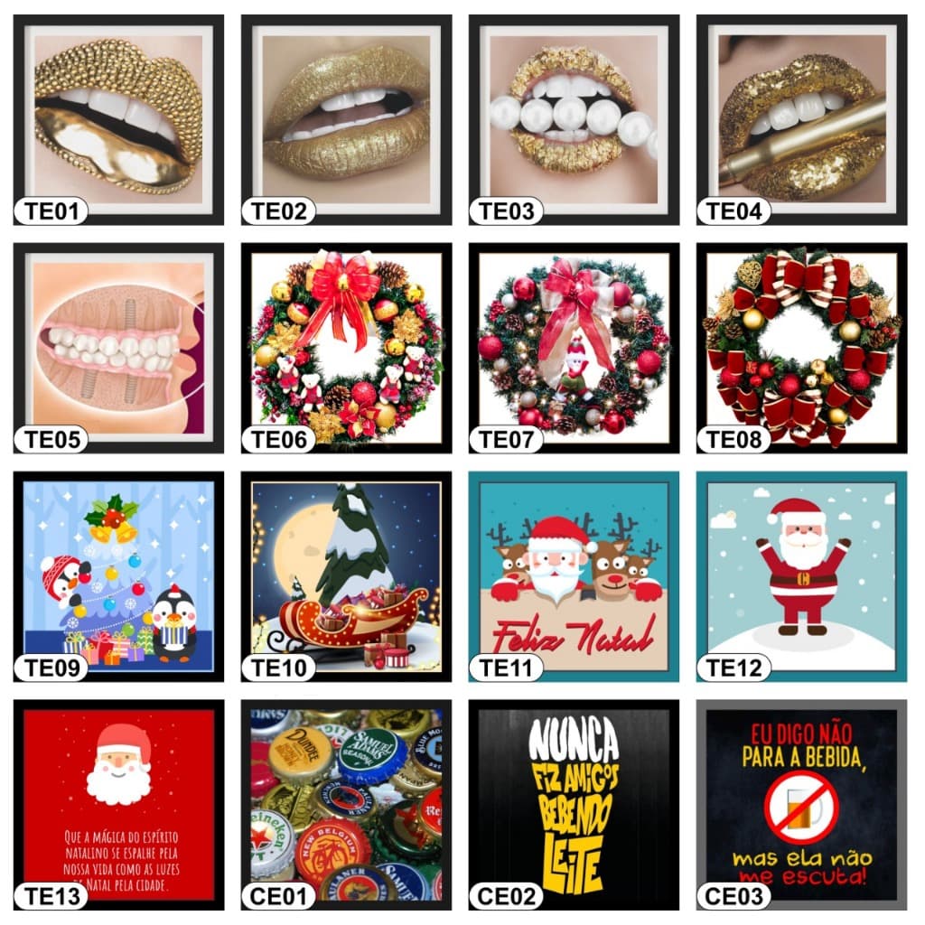 Kit 5 Quadros Decorativos 30x30cm com sublimação no MDF com artes variadas churrasqueira cozinha