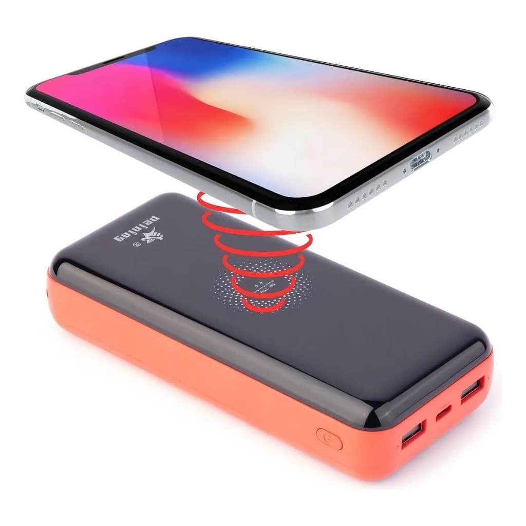 Carregador Portátil Powerbank Turbo Rápido 20000mah C/ Cabos Cor Preto