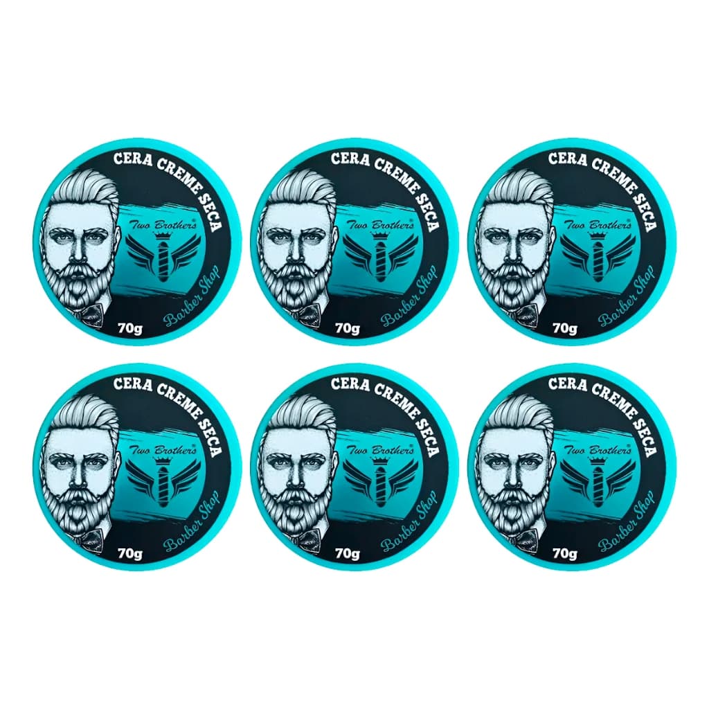 Kit 6 Cera Modeladora Creme Seca Cabelo Two Brothers 70g