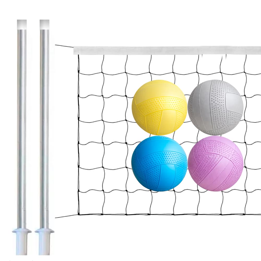 Kit Biribol Volei Para Piscina Tubos + Rede 5  Metros e Bola