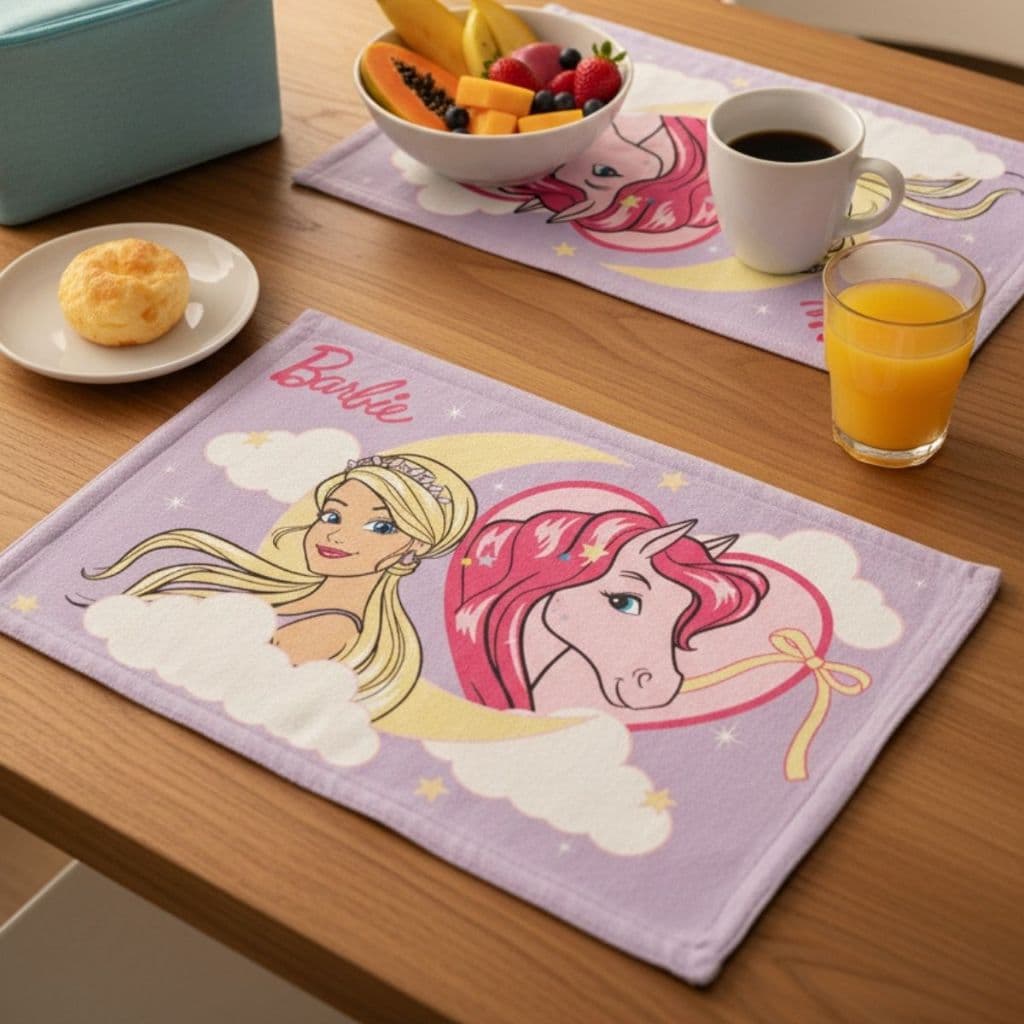 Toalha de Lancheira Infantil Estampada Barbie 28x40cm Lepper - Toque Macio, Secagem Rápida