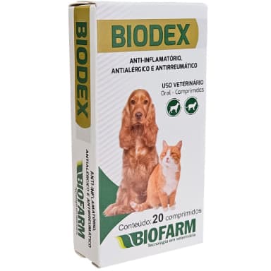 Biodex Biofarm Anti-Inflamatório Antialérgico Para Cães e Gatos 20mg