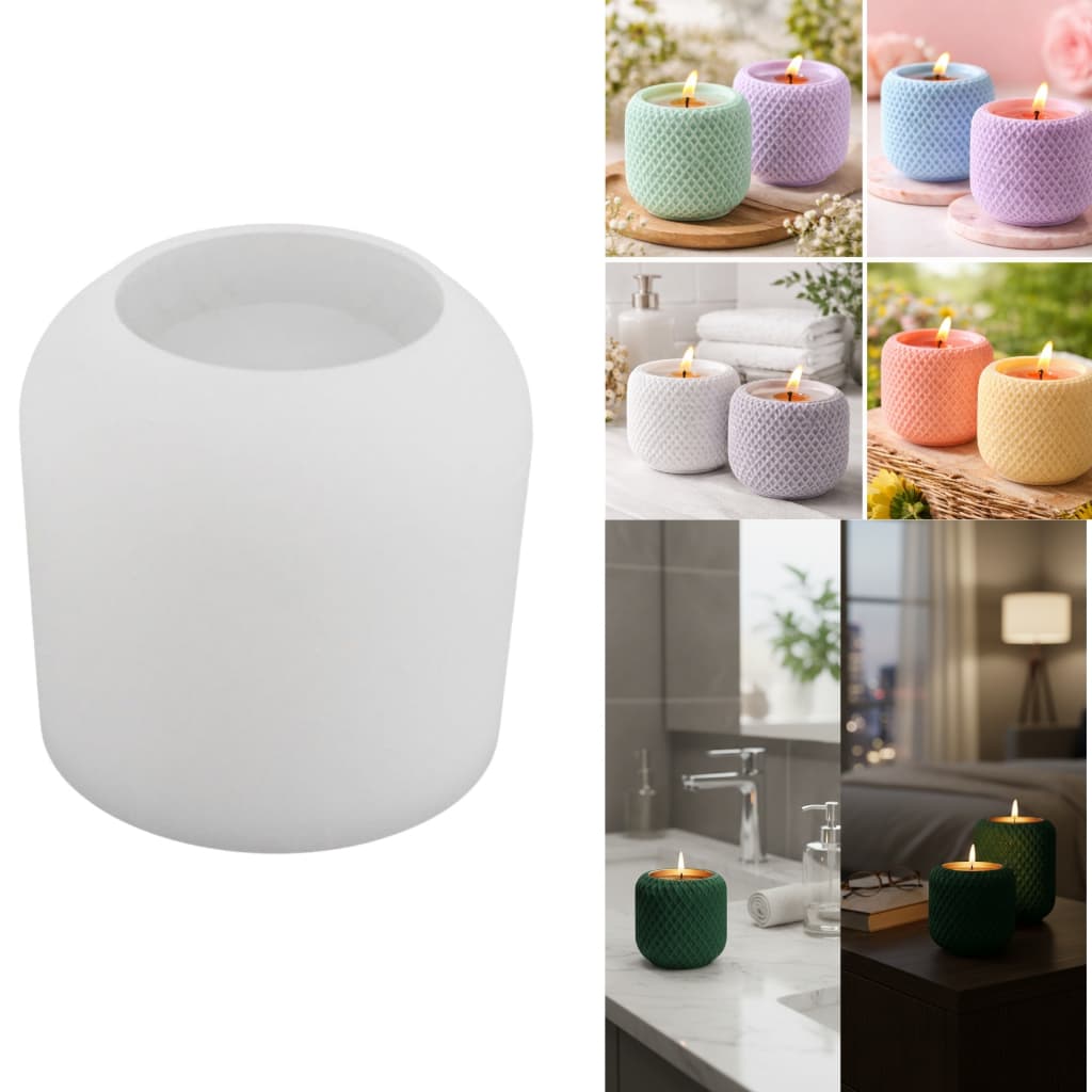 Molde de Silicone Pote Porta Vela Decorativo Artesanato DIY Cilindro Geométrico 3D