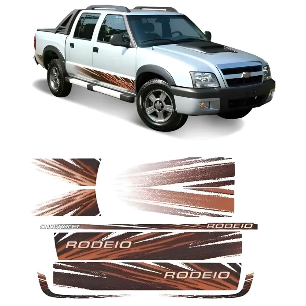 Kit Adesivo Faixa Lateral Traseiro Capô Chevrolet S10 Rodeio