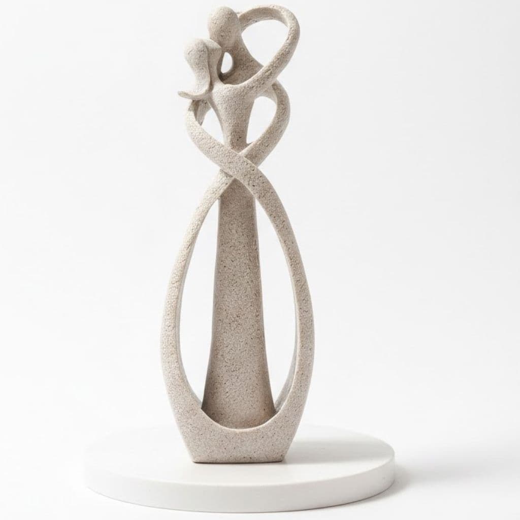 Estátua decorativa casal amor abstrata moderna resina arenito 21cm noivos casamento namoro decoração