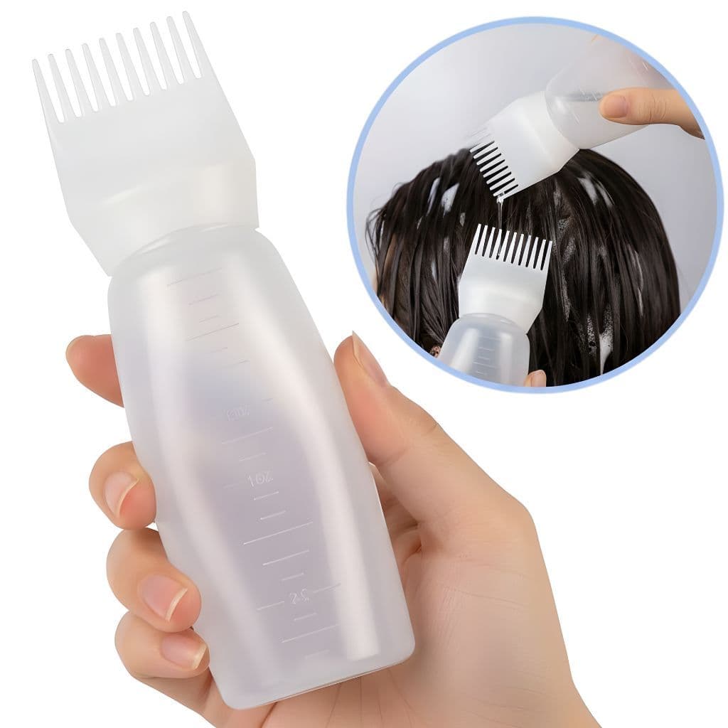 Pente Frasco Aplicador Multifuncional para Cabelo – 3 em 1 - Shampoo, Óleo e Tinta - 180ml