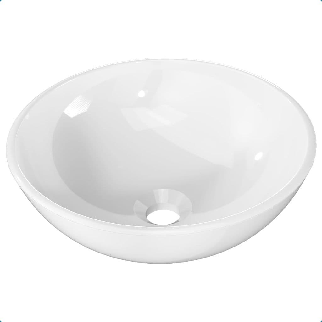 Cuba Pia de Apoio Sobrepor Redonda 35cm Branca Banheiro Lavabo CR 35