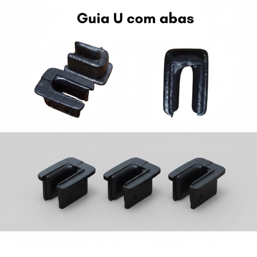 Guia U Deslizante Para Janela E Veneziana COM Aba 20 Peças Resistente e Durável