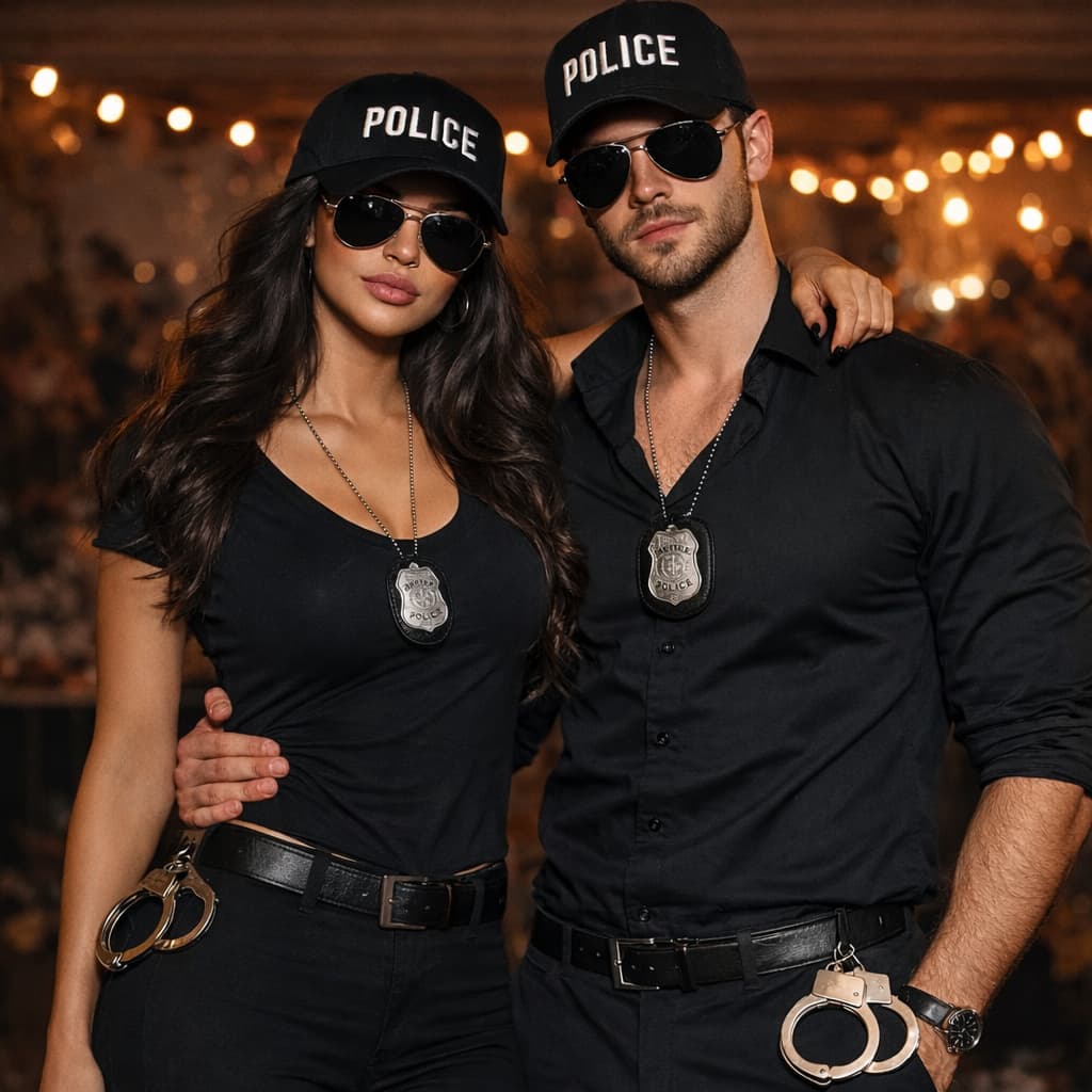 Kit Fantasia Policial com Óculos Boné Algema e Distintivo