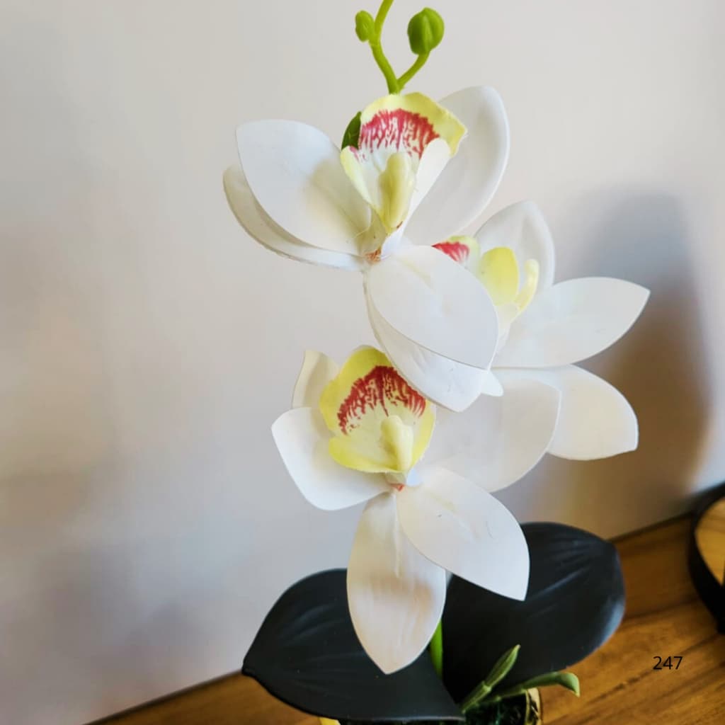 Orquídea Artificial-Vaso Dourado