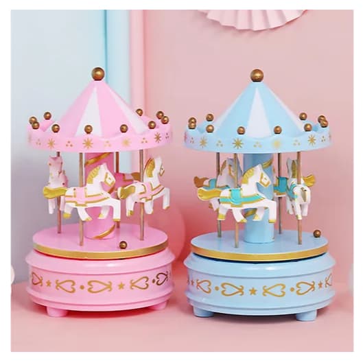 Carrossel Musical Giratório Cavalinho à Corda Infantil Bebê Decorativo