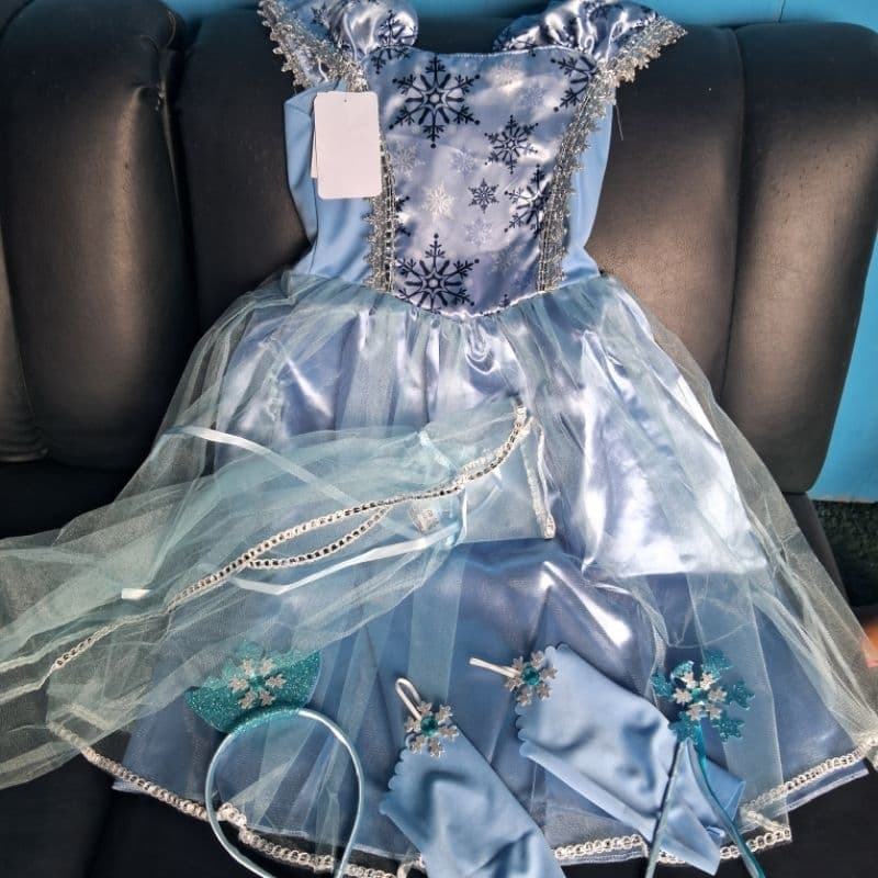 Vestido Frozem Elza Para Festa Fantasia Infantil Tm 06 Para Crianças De 05 a 06 anos