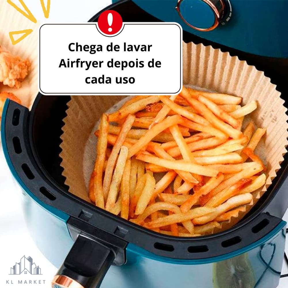 Forma Forro Papel Redonda Airfryer 100 unidades Antiaderente 16cm