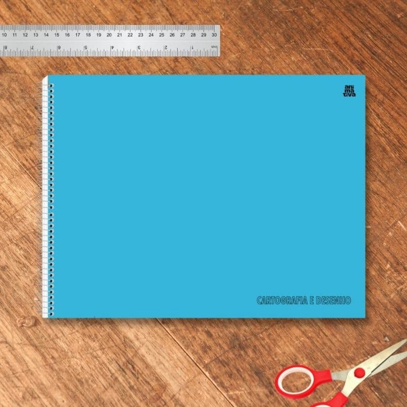 Caderno de Cartografia e Desenho Capa Lisa - Azul