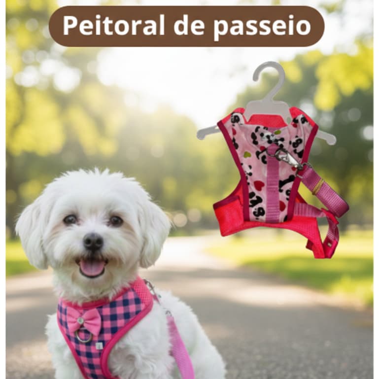Coleira/Peitoral para cachorro, peitoral de passeio para pets