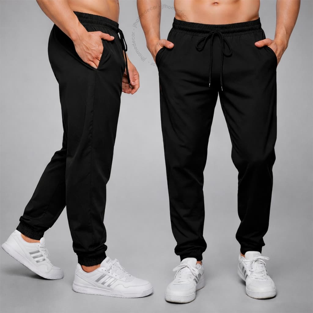 Kit 2 Calça Masculina Tactel Com Cordão Bolsos Laterais Cós Elástico Esportiva Academia Slim Treino