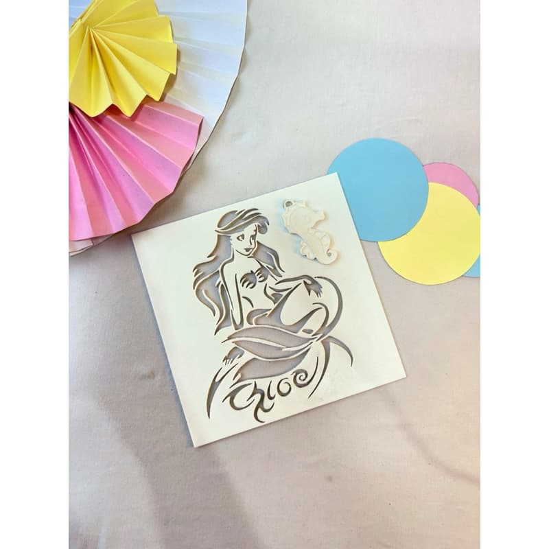 Kit Stencil Sereia + Chaveiro Cavalo-Marinho | Tema Fundo do Mar | Artesanato, Biscuit e Festas