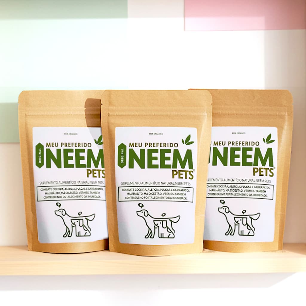 Kit 3 Neem Pet Original Intestino Vigor Proteção Natural Pele Sensível Queda e Pelo - Todas Raças