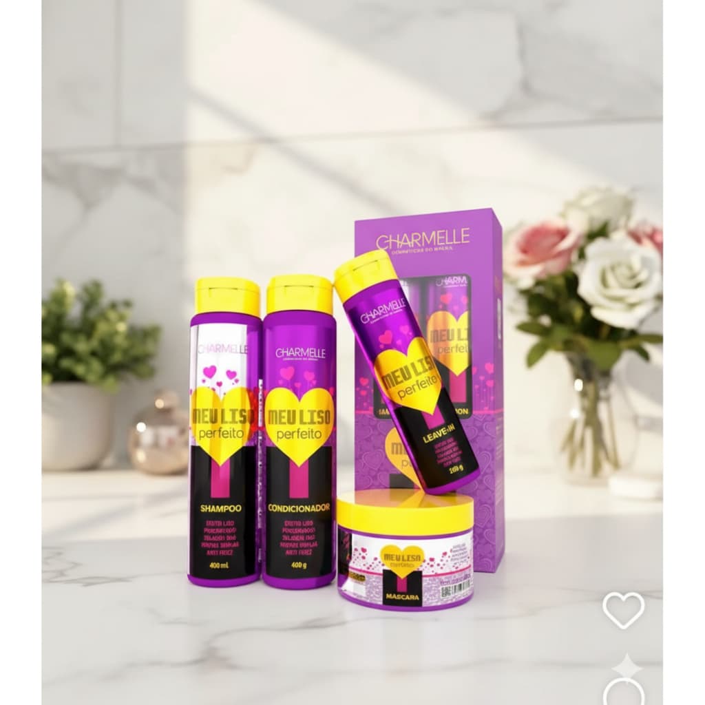 Kit Profissional Capilar Meu Liso Perfeito Charmelle Hidratação e Redução do Frizz