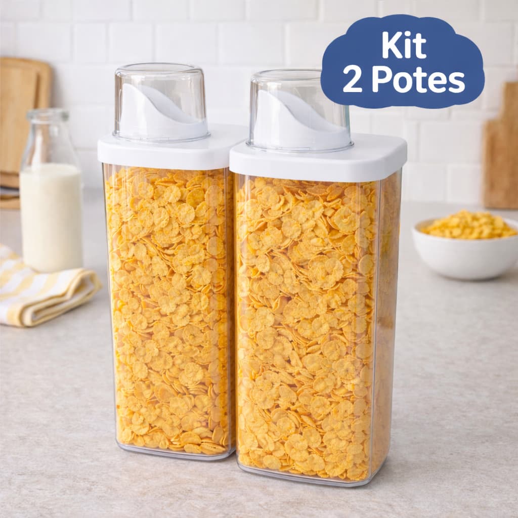 Kit 2 Potes Hérmeticos Porta Grãos Sabão Amaciante Dosador