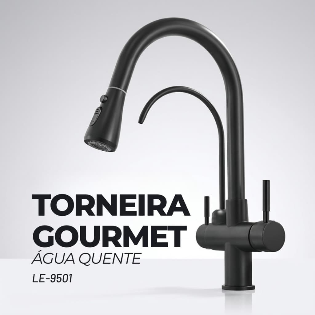 Torneira Lelong Gourmet Le-9501 Preto Fosco Monocomando