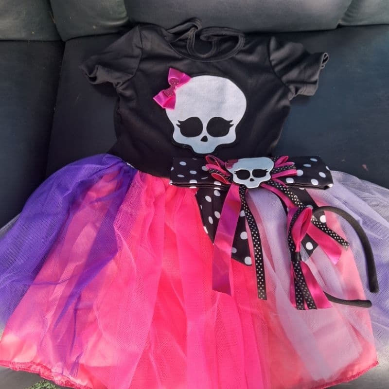 Vestido Vampira vestido Para Festa Fantasia Infantil Tm 03 Para Crianças De 03 a 04 anos