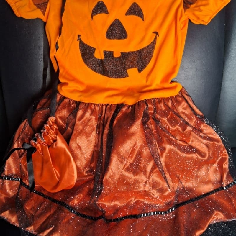 Vestido Abóbora  infantil Para Festa Fantasia Infantil Tm 4 Para Crianças De 4 anos
