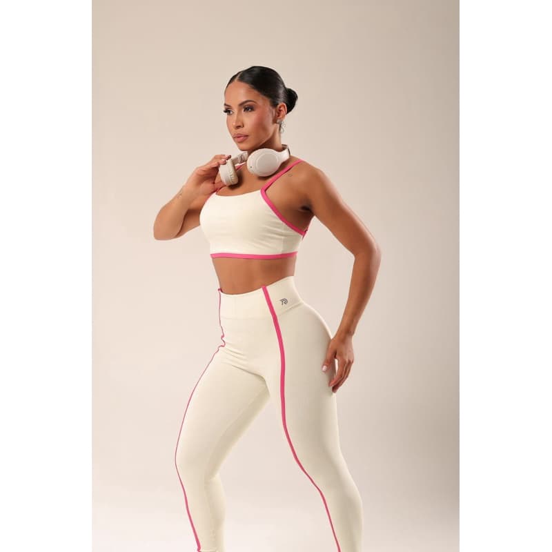Conjunto Fitness Poliamida Top e Legging Cintura Alta Zero Transparência