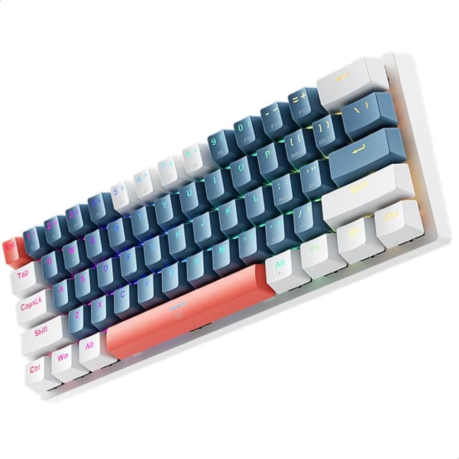 Teclado Mecânico Gamer Machenike K500-B61 RGB Switch Red 60% | Vermelho-Branco | Ultra Rápido