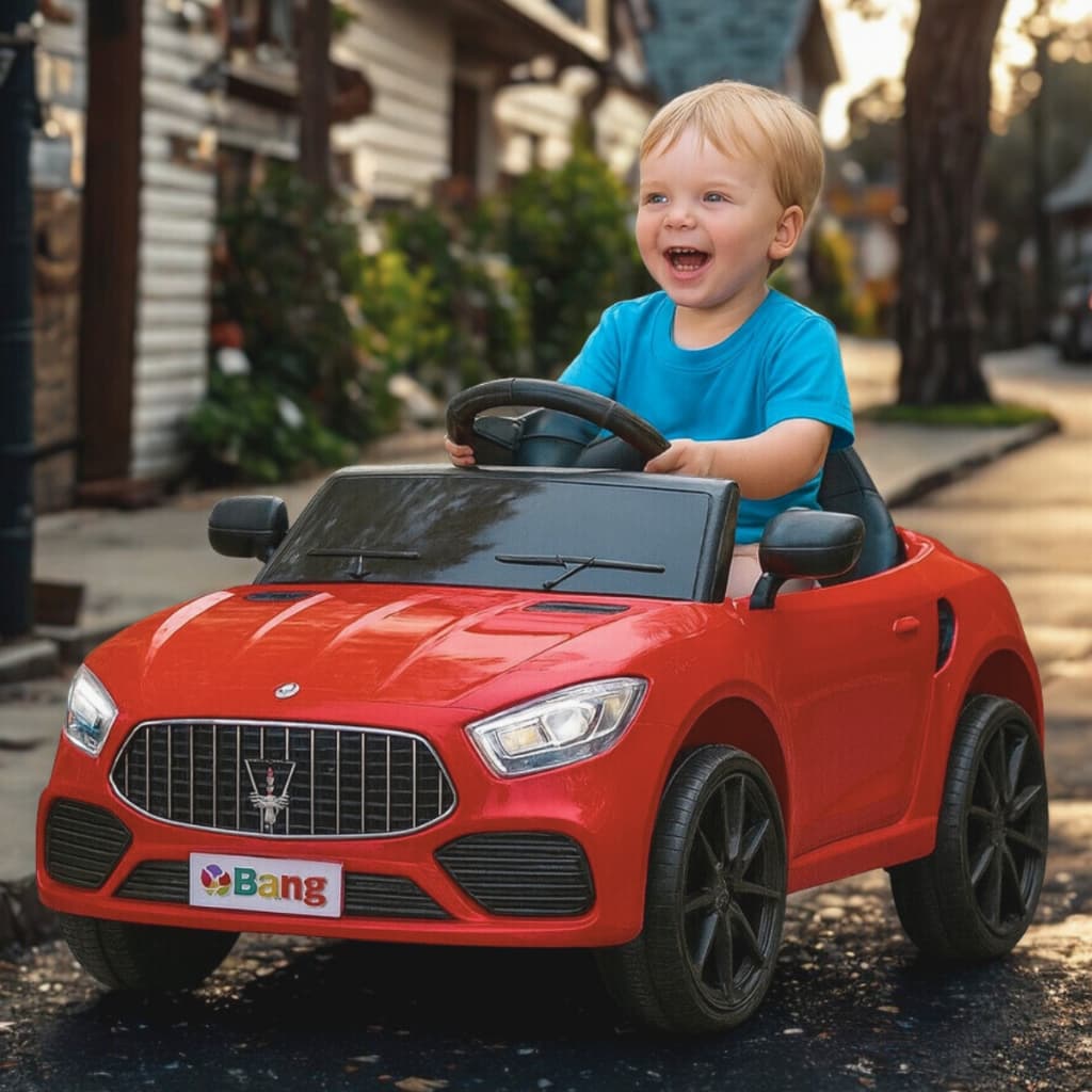 Carro Elétrico Infantil X9 12V com Controle Remoto, Som e Luz – Rosa, Vermelho e Branco