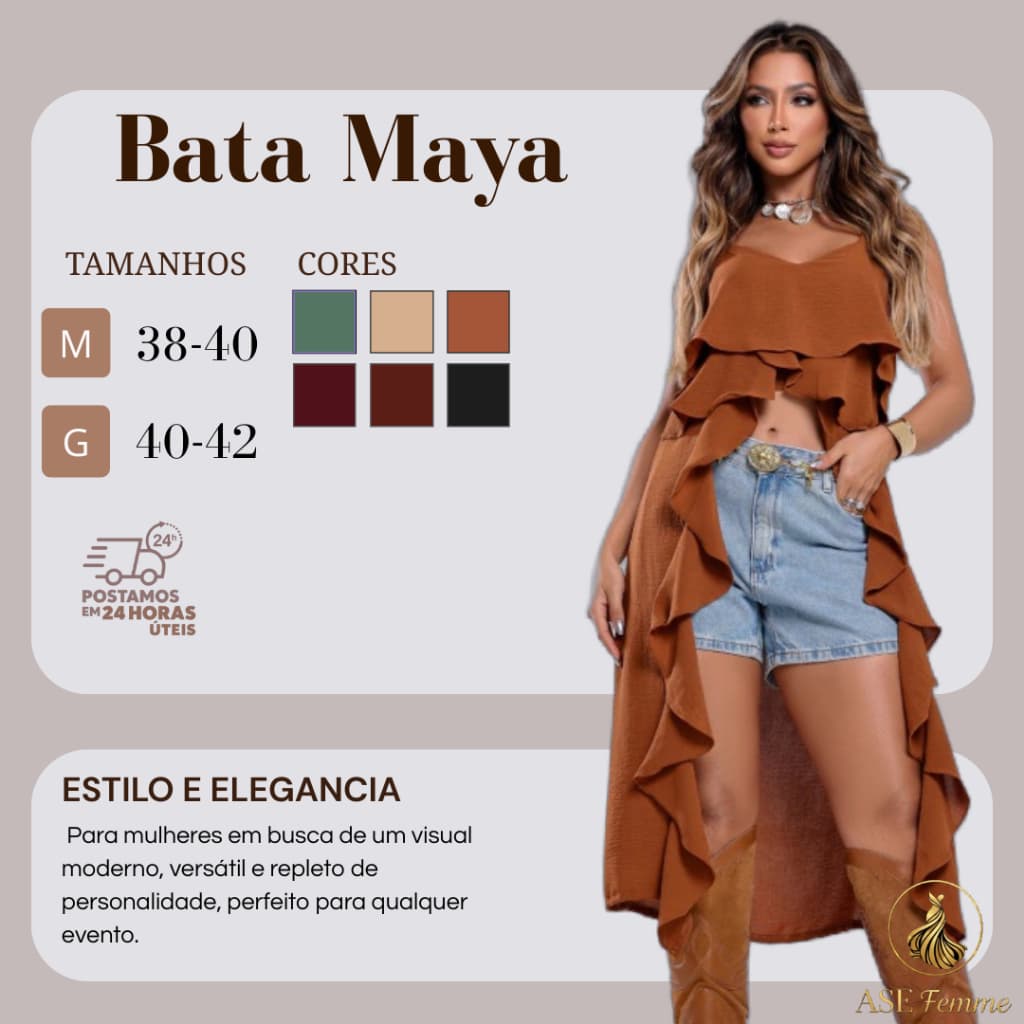 Blusa Bata Túnica Duna Feminina com Babados, Elegante, Moderna Perfeito para Looks Casuais ou Festas