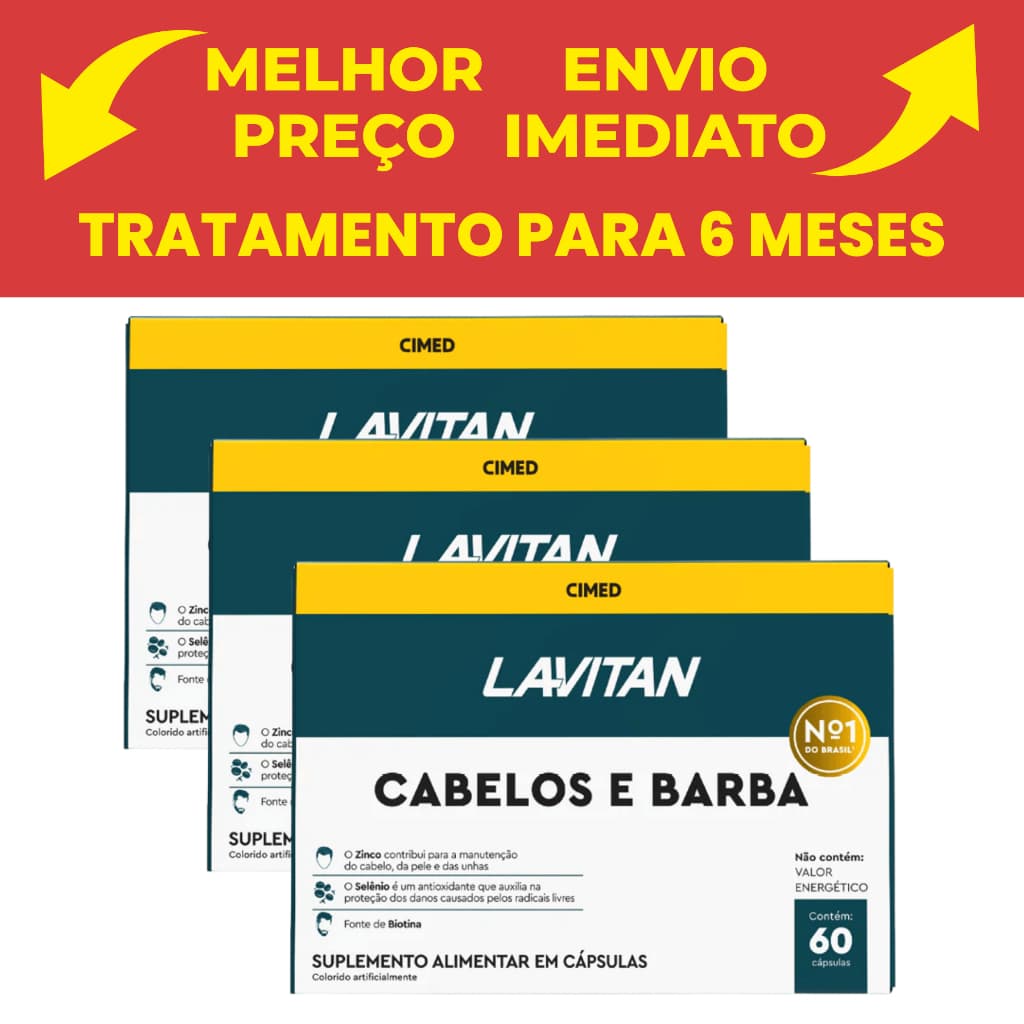 Kit com 3 - Lavitan cabelos hair e barba 60caps.