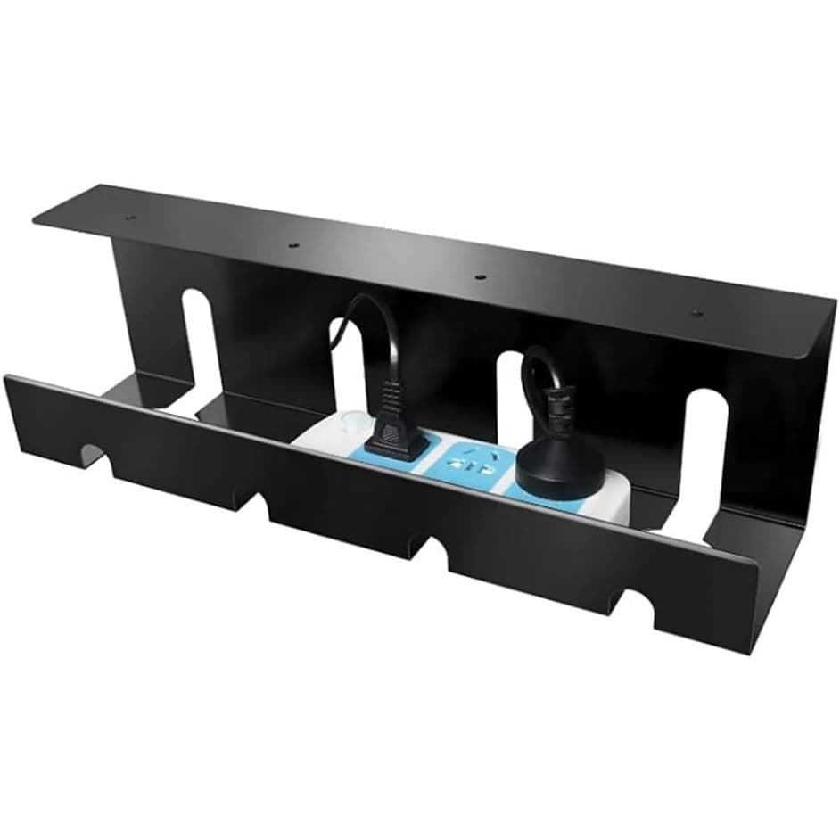 Kit 2 Organizador de Cabos para Mesa, Suporte de Gerenciamento de Fios Elétricos, 43cm, Preto