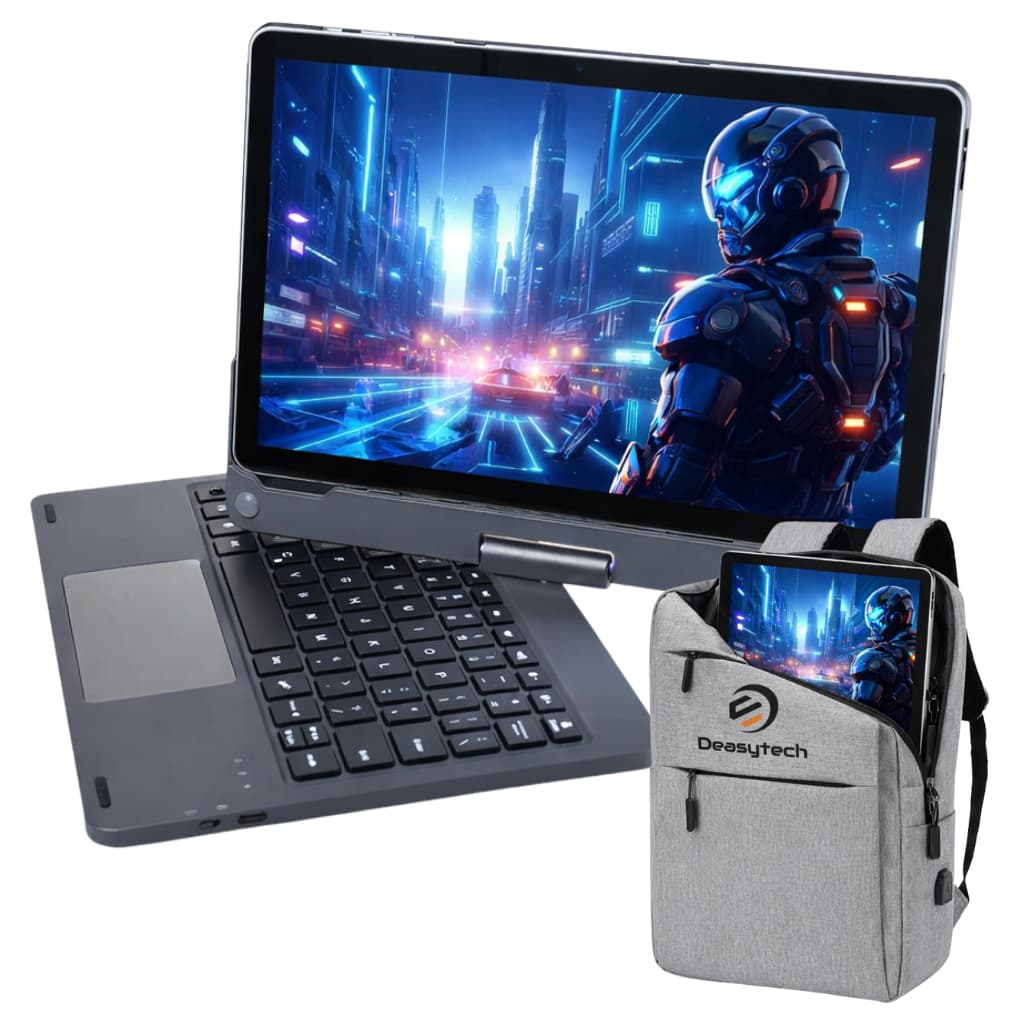 Tablet E19 Android 256gb Memória 12gb Ram 11' Polegadas Capa Giratória Cor Cinza + Teclado e Mochila Cor Variada