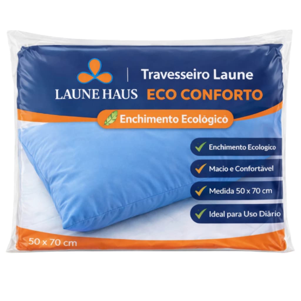 Travesseiro Fibra Ecológica Conforto 70x50cm Antialérgico Laune Haus