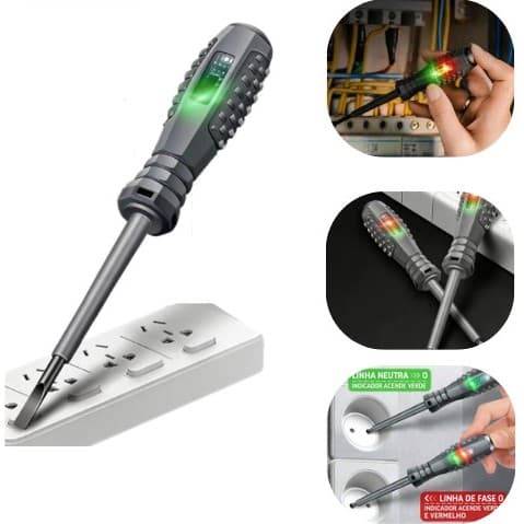 Caneta Testadora de Tensão e Chave de Fenda Magnética para Eletricista - Detecção por Indução e Uso Profissional