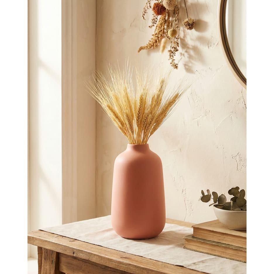 Vaso em Cerâmica Rosê Fosco Para Plantas Naturais e Artificiais Luxo Decor