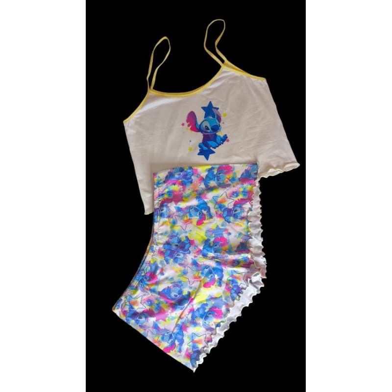 Pijama Stich – Top de Alcinha + Short: Conforto, Estilo e Fofura em um só look de dormir