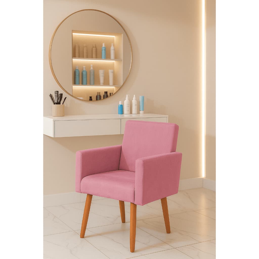 Poltrona Cadeira para Salão de Beleza Manicure Penteadeira Quarto de Menina Espaço Mulher Estética Cabelereira Nina