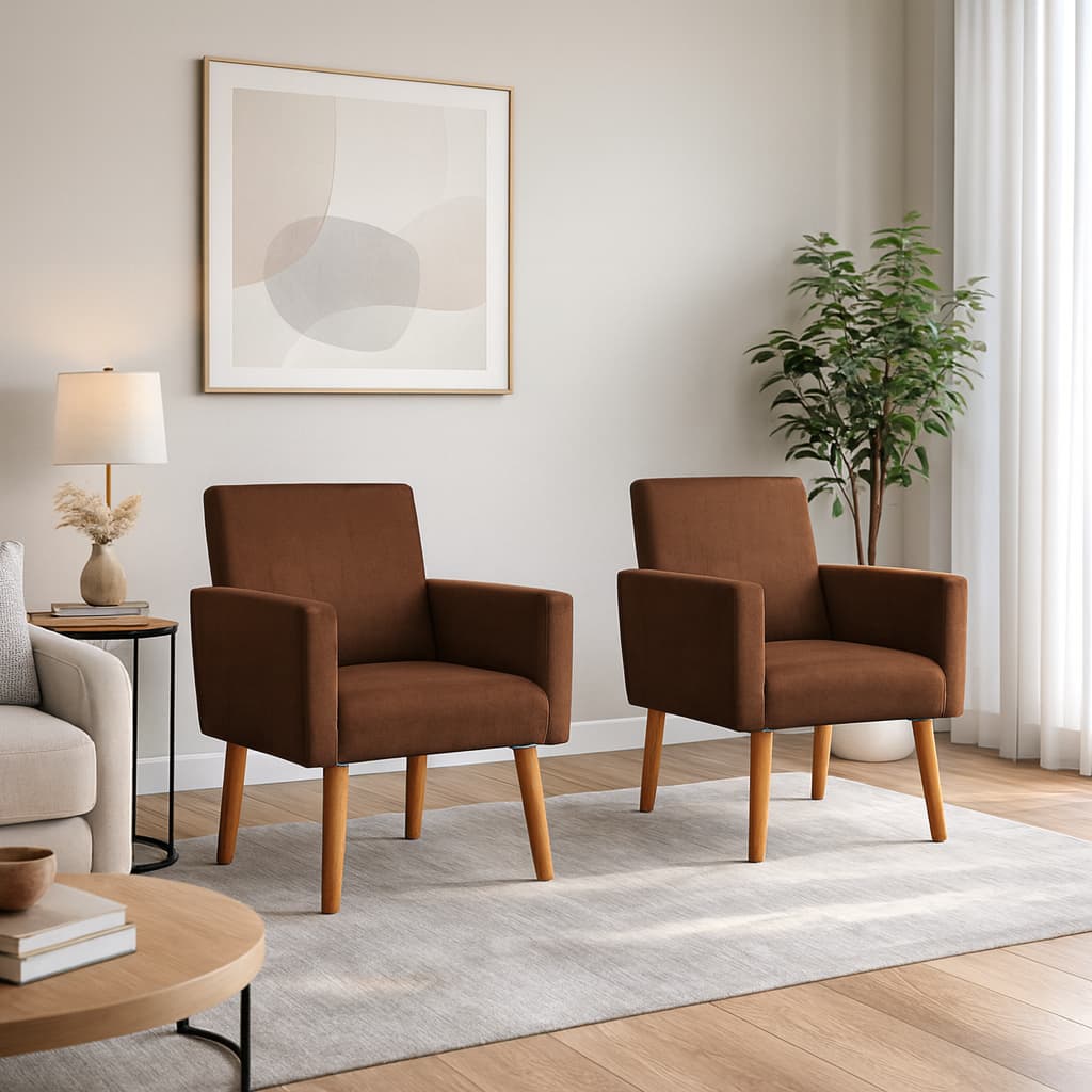Kit 02 Poltrona para Sala Nina Quarto Consultório Barbearia Recepção Clínica Atendimento Tecido Suede Premium