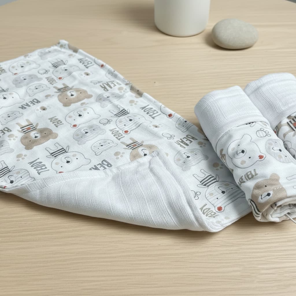Trio Fraldas de Boca para Bebê Plush Estampado Toalha Macia Conforto e Qualidade Enxoval de Luxo