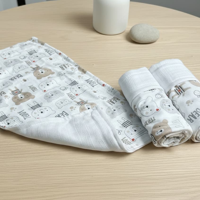 Trio Fraldas Pano Boca para Bebê Menino Plush Estampado Toalha Macia Enxoval Luxo