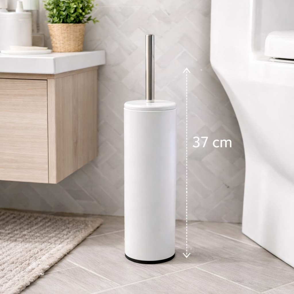 Escova Sanitária Com Suporte Design Moderno Resistente Fácil Limpeza Branco Cinza Mate