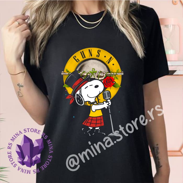 Camiseta Axl Rose Snoopy Guns N' Roses Banda Rock