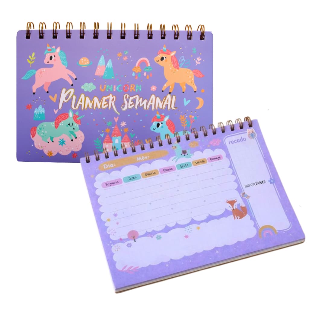 Planner Semanal De Mesa Com Divisões Organização De Tarefas Agenda 2026 Cor Roxa 80 Folhas Capa Dura Papelaria Fofa