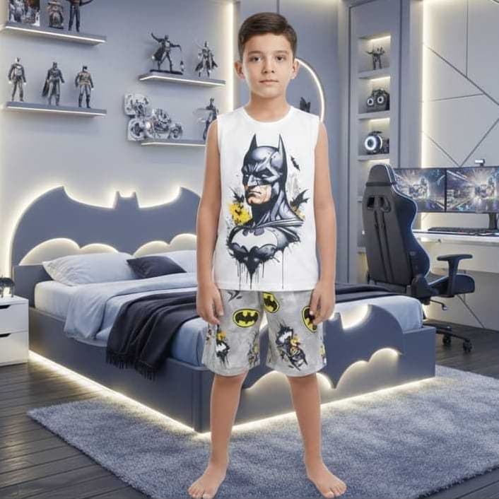 Conjunto Pijama Infantil Menino Camisa Calça Cotton Premium Estampas Personagens Tam 4 a 12 Anos