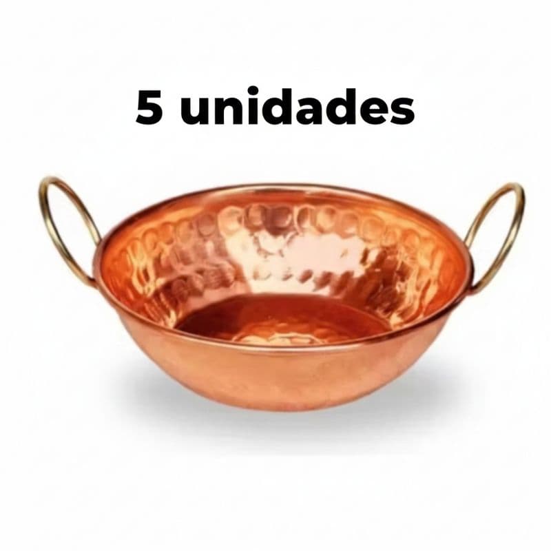 Tachinho de Cobre 5cm Kit com 5 unidades (Alças douradas)